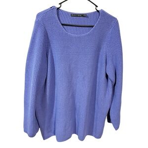 Gudrun Sjoden 100% Organic Cotton Purple Knit Crewneck Sweater Medium